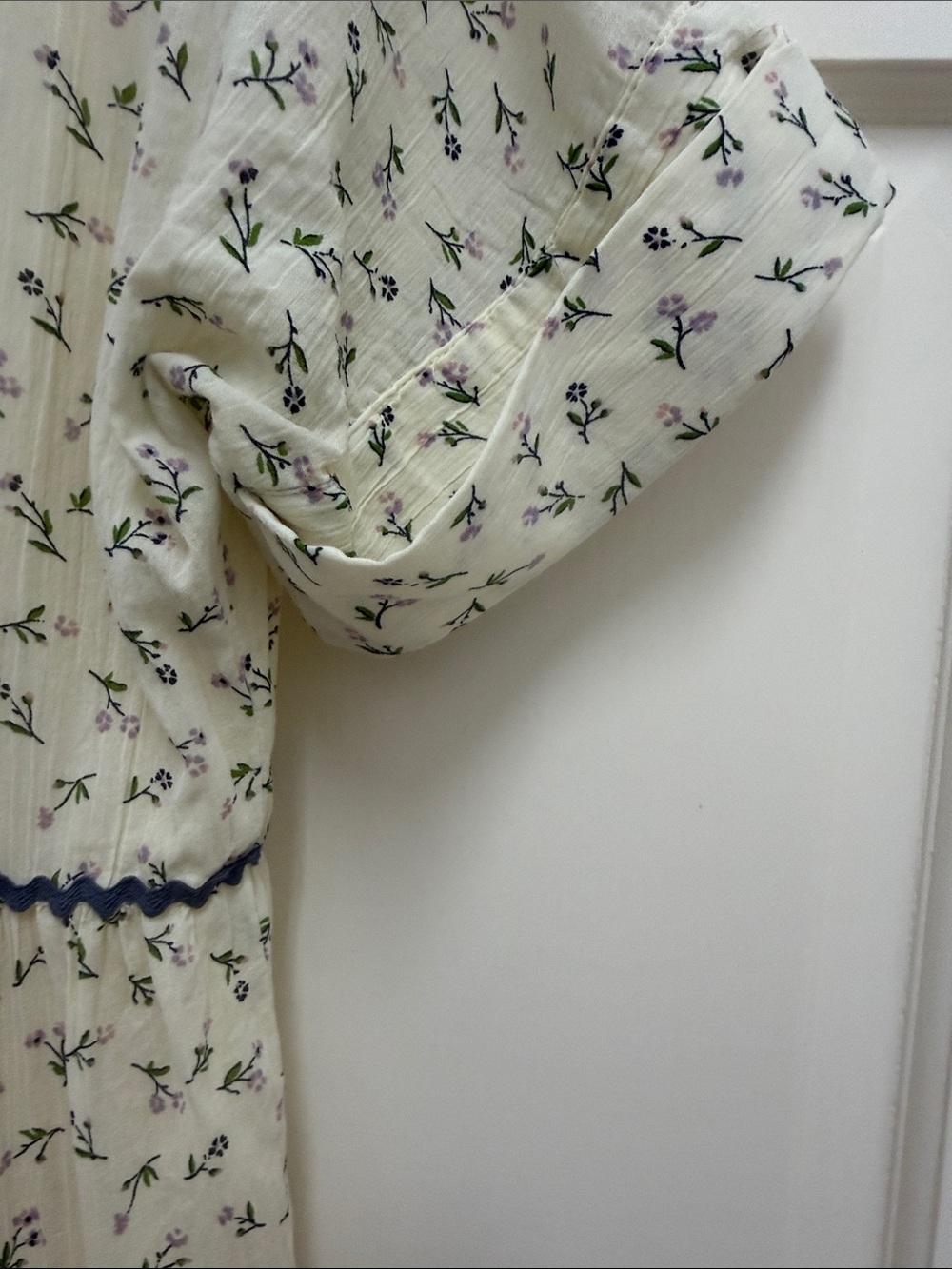 Madewell Cream Floral Maxi Dress with Navy Trim - Picture 3 of 8
